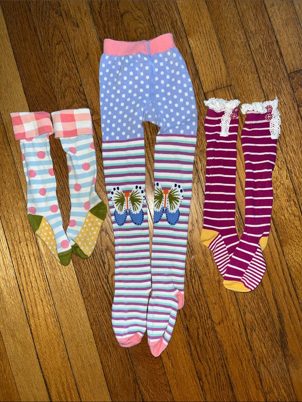 Lot of Matilda Jane tights and knee high socks for little girls